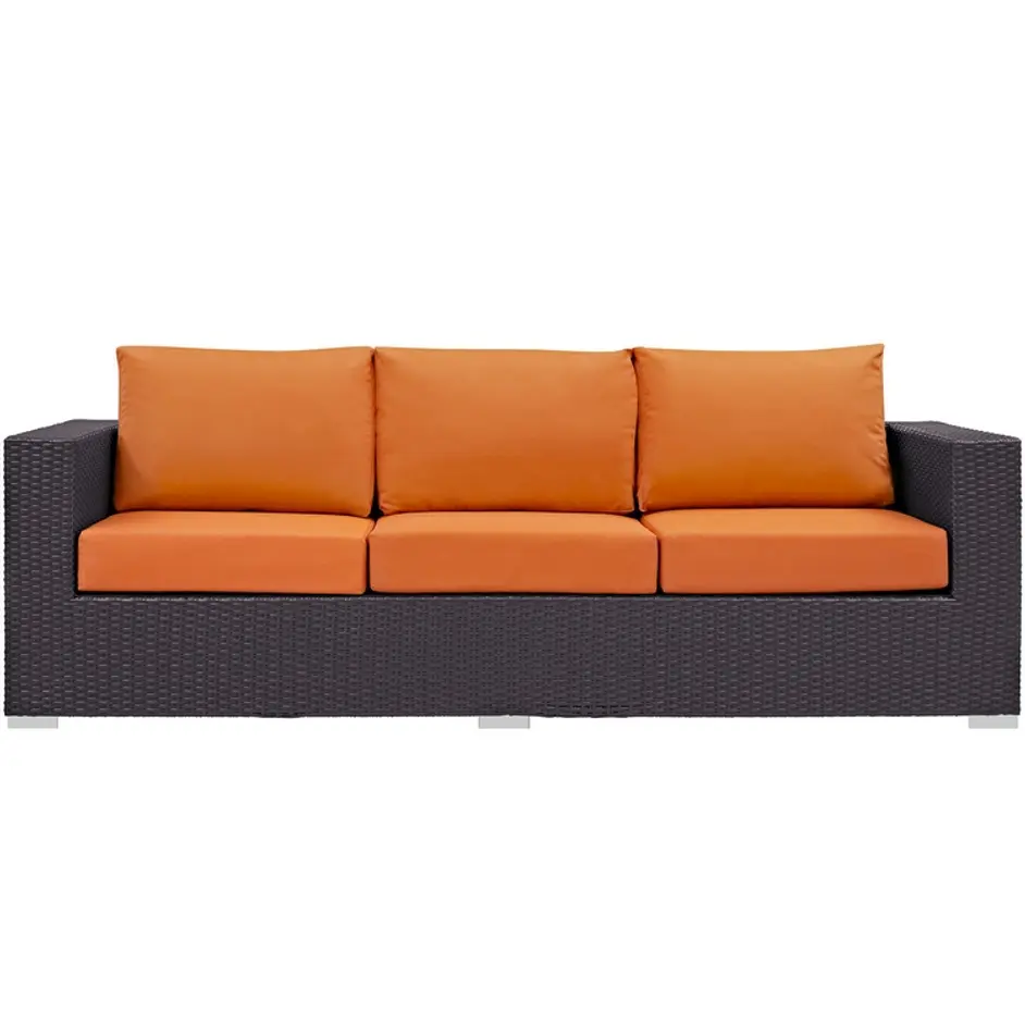 Minerva Outdoor Patio Sofa In Espresso Orange by Modway Furniture