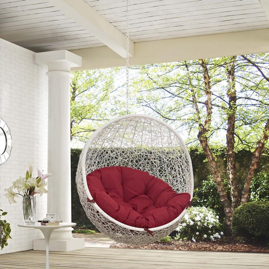 Segreto Outdoor Patio Swing Chair Without Stand In White Red by Modway Furniture