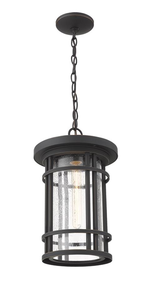 Jordan 1 Light Outdoor Chain Mount Ceiling Fixture in Oil Rubbed Bronze Finish by Z-Lite