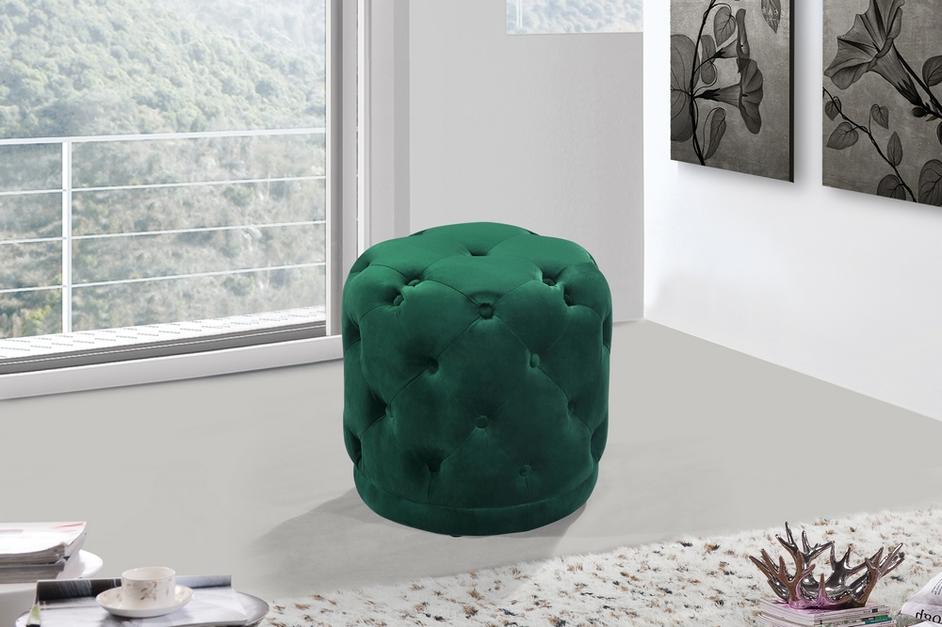 Joshua Ottoman/Stool In Green Velvet by Meridian Furniture