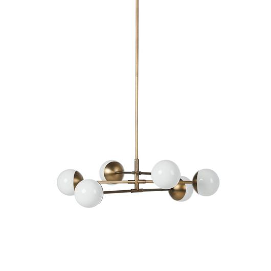 Oriana Chandelier In Aged Brass Iron And Milk Glass by Four Hands