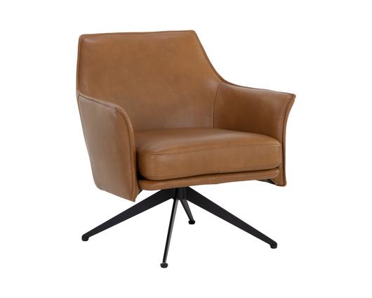 CROSBY SWIVEL LOUNGE CHAIR - MISSOURI COGNAC LEATHER by Sunpan
