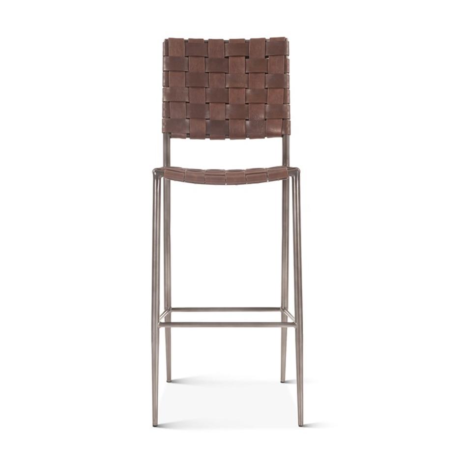 Copenhagen 17" Buffalo Leather and Iron Bar Chair, Brown by Home Trends & Design