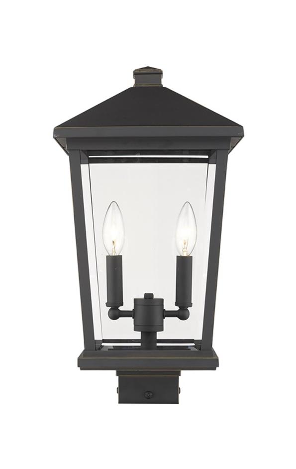 Beacon 2 Light Outdoor Post Mount Fixture in Oil Rubbed Bronze Finish by Z-Lite
