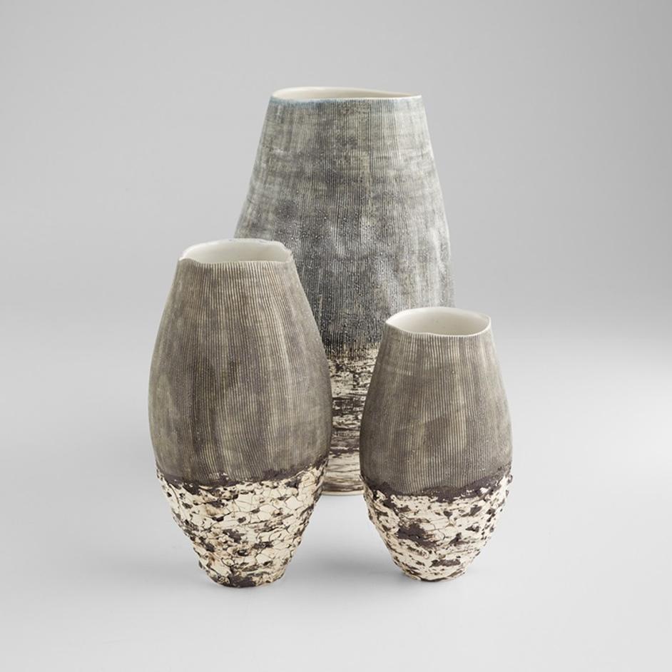 Calypso Vase | Off White | Brown - Small by Cyan Design