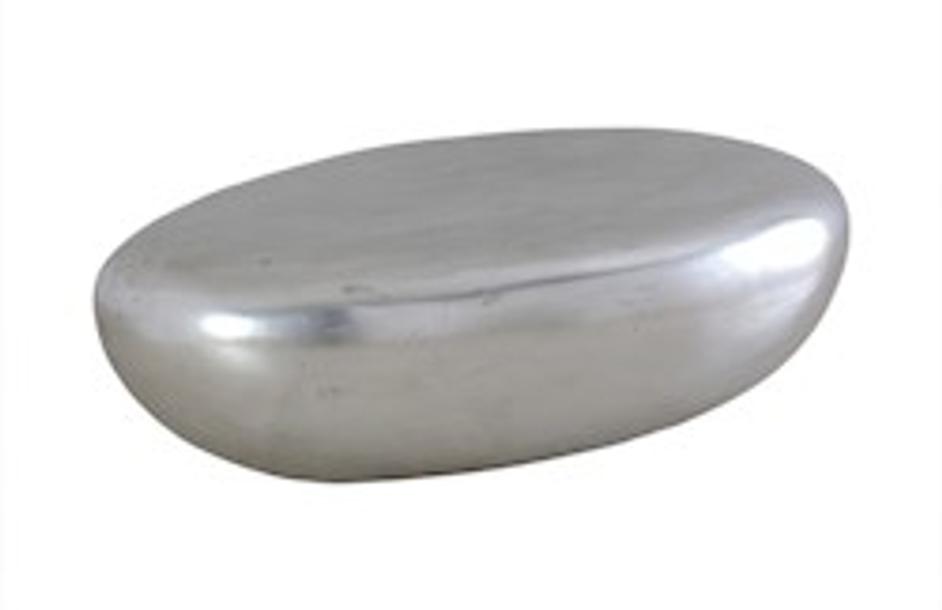 River Stone Cocktail Table, Silver Leaf, Large by PHILLIPS COLLECTION