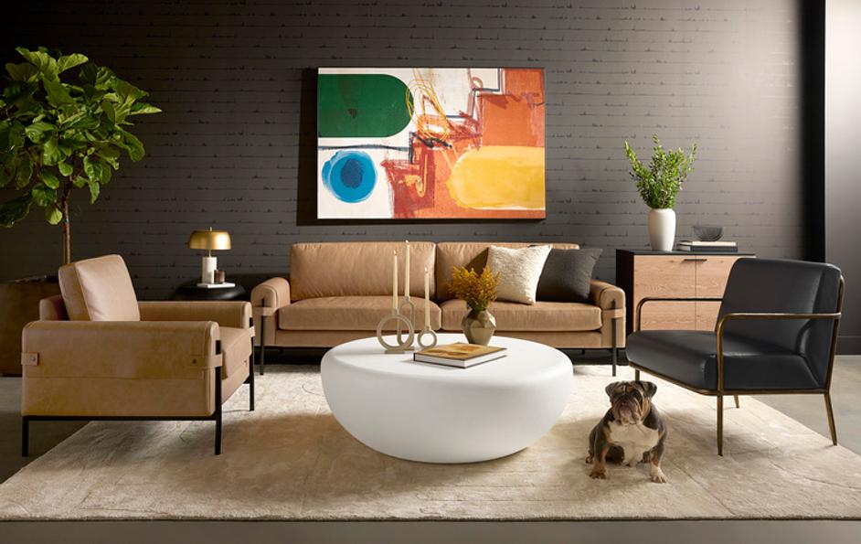 CAMUS SOFA - LUDLOW SESAME LEATHER by Sunpan