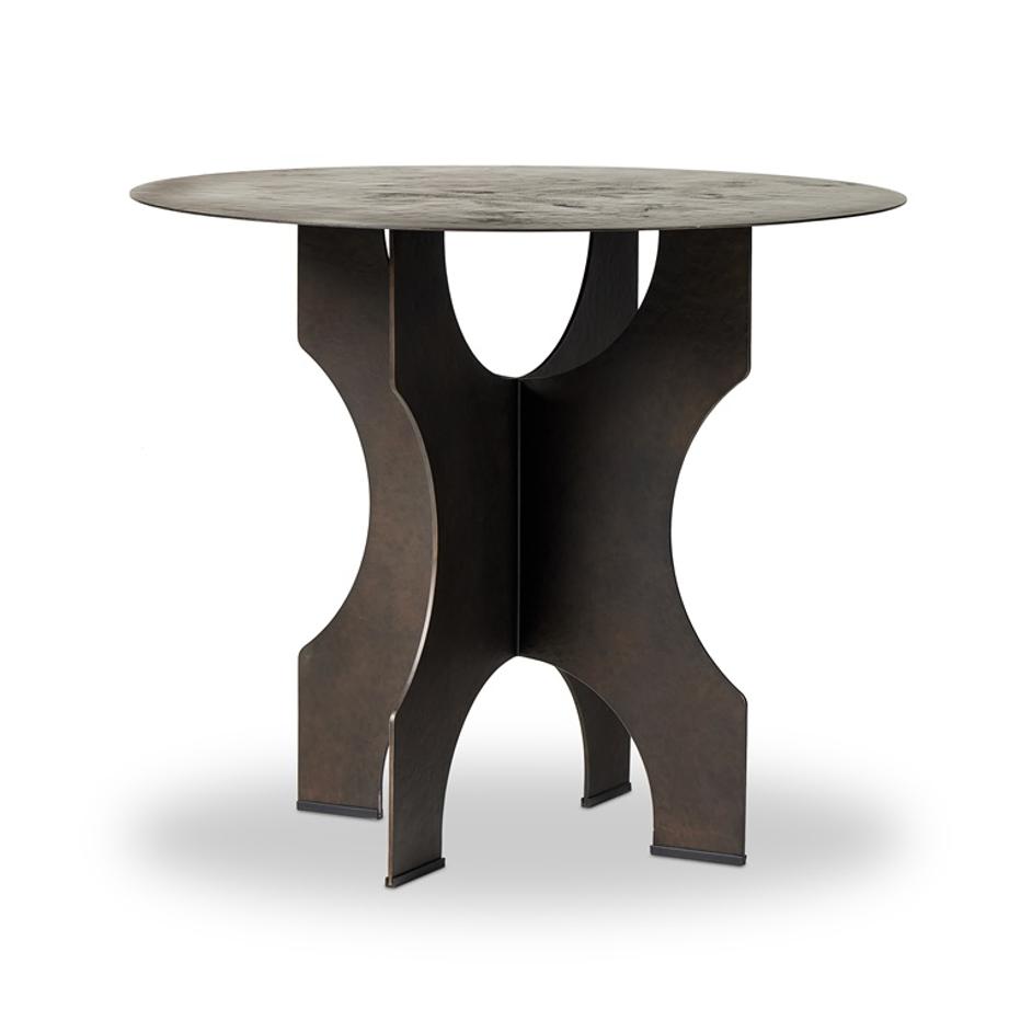 Round Side Table in Bronze Solid Iron by FOUR HANDS