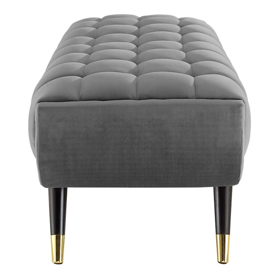 Scholar 60" Performance Velvet Bench In Gray by Modway Furniture