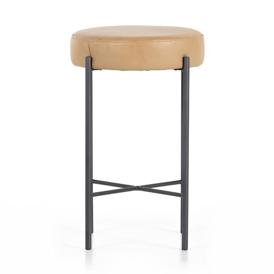 Nocona Stool In Tan Leather In Counter by FOUR HANDS