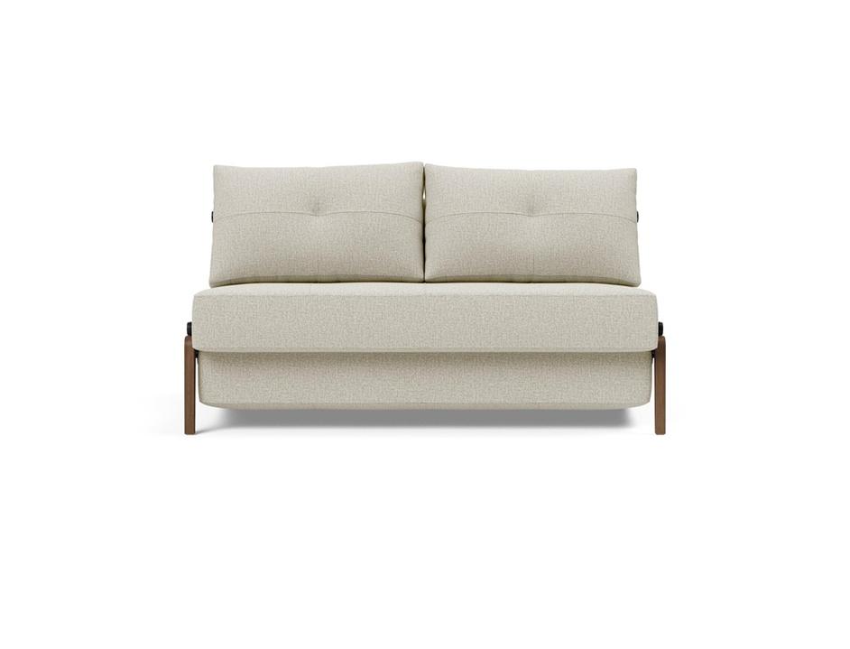 CUBED FULL SOFA BED in MIXED DANCE NATURAL FABRIC WITH Dark Wood LEGS 527 by INNOVATION USA