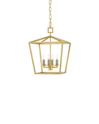 Denison Gold Small Lantern In Contemporary Gold Leaf by Currey & Company