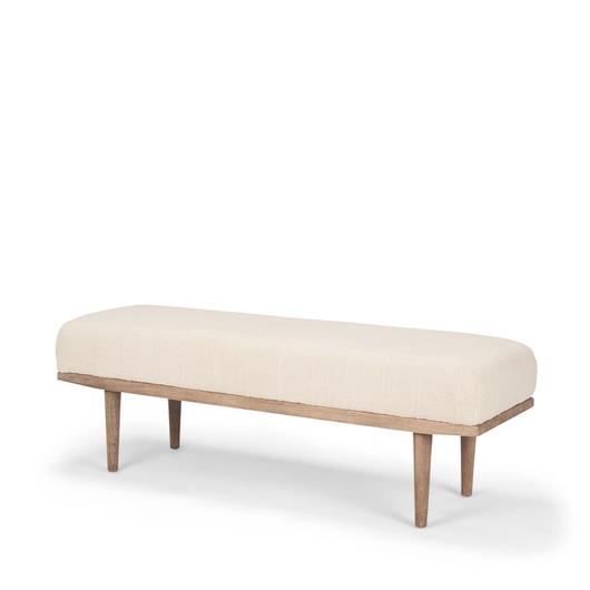 Shae Brown Wood w/ Oatmeal Fabric Bench by Mercana