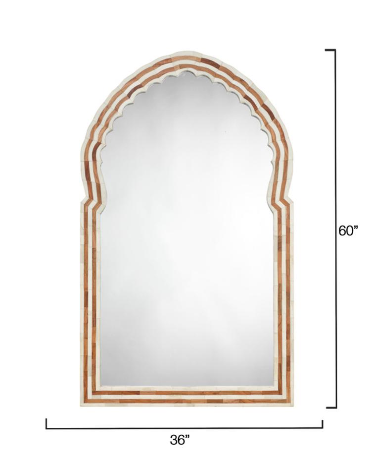 Bardot 60" Wood & Buffalo Bone Arch Wall Mirror by Jamie Young