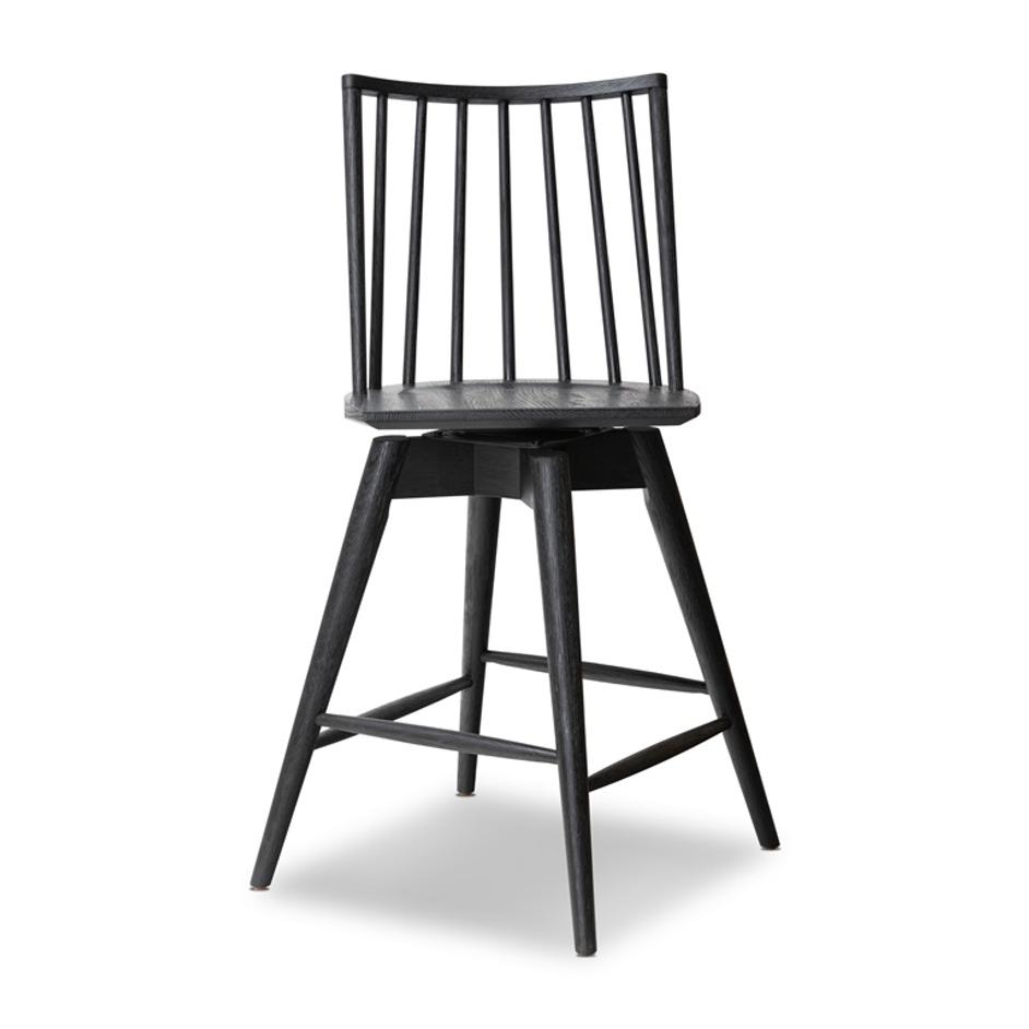 Lewis Swivel Counter Stool in Black Oak by FOUR HANDS