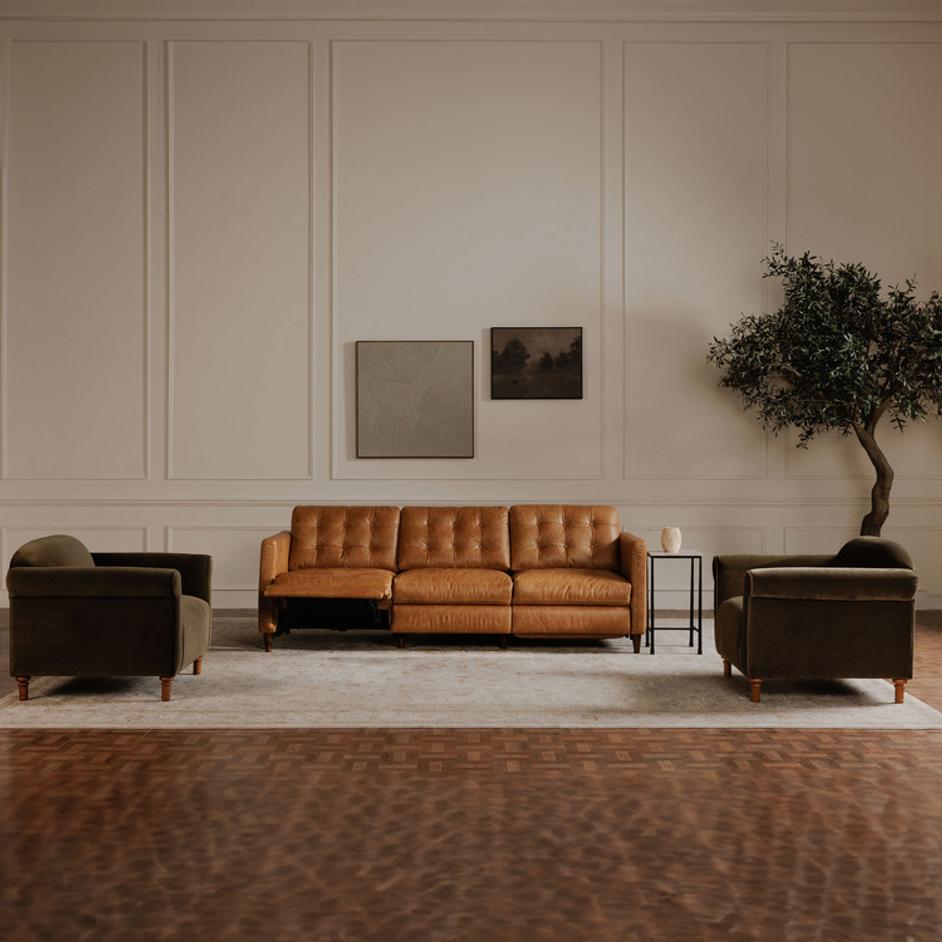 Bridgers Power Recliner Sofa Tan Leather by Moes Home