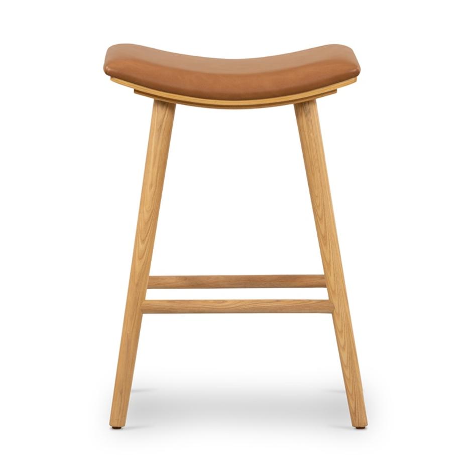 Union Saddle Stool In Smoked Naturl In Counter by FOUR HANDS