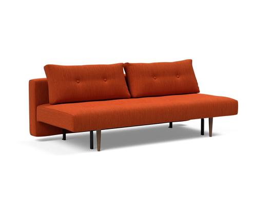 RECAST PLUS SOFABED in ELEGANCE PAPRIKA FABRIC WITH Dark wood LEGS 506 by INNOVATION USA