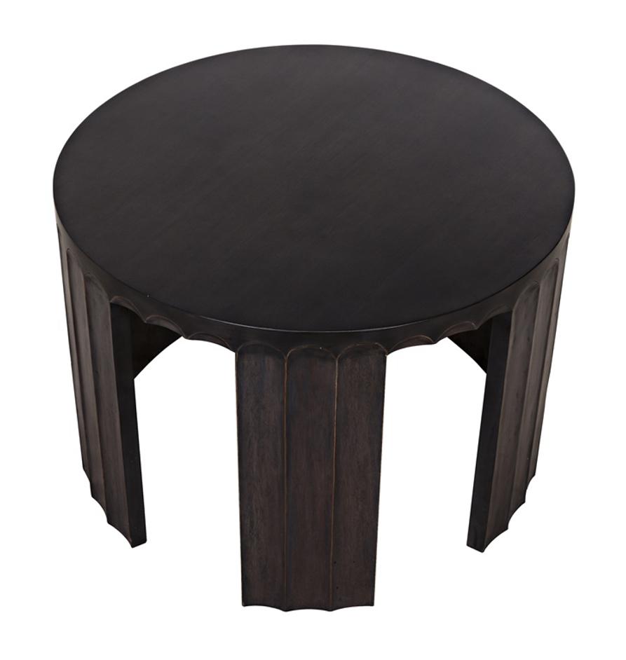 Fluted Side Table, Pale with Light Brown Trim by Noir Furniture