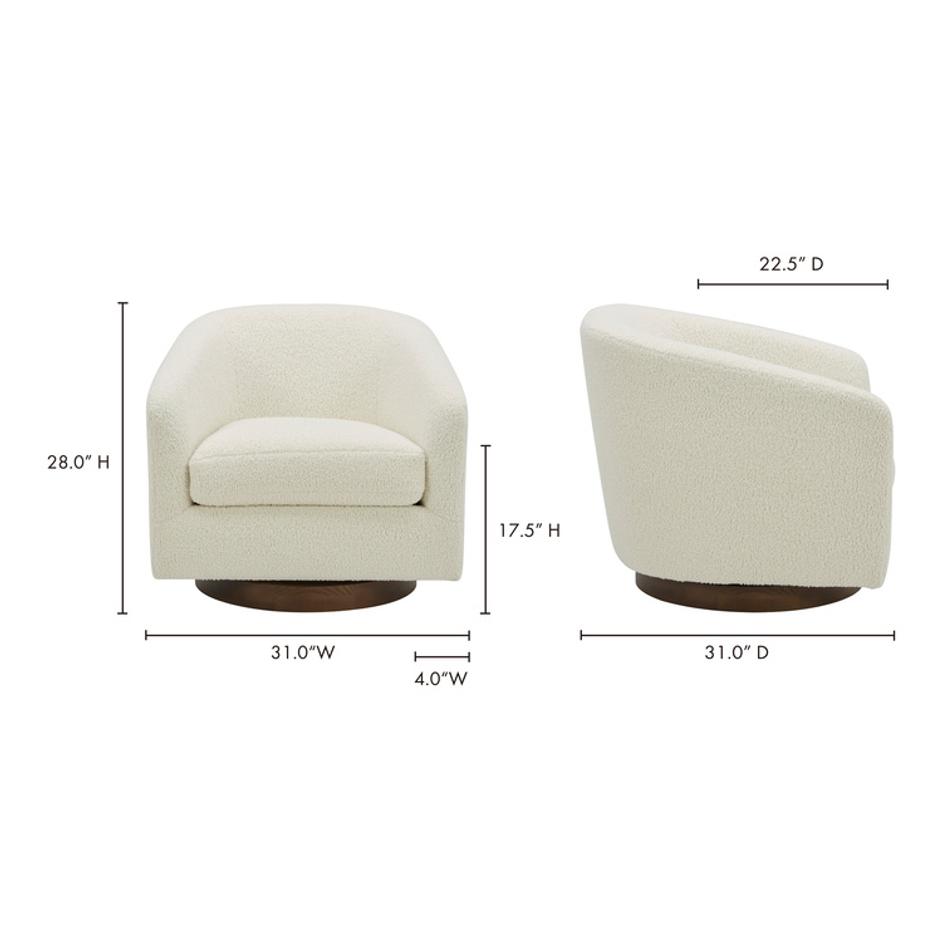 Oscy Swivel Chair Vegan Shearling White by Moes Home