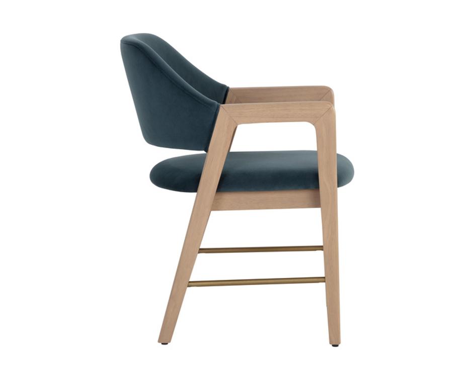 MILTON DINING ARMCHAIR - LIGHT WASH - MEG DUSTY TEAL by Sunpan