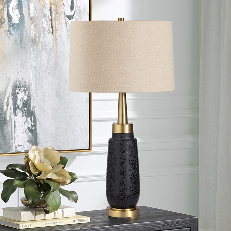 Spyglass Black Wood Grain Table Lamp by Uttermost