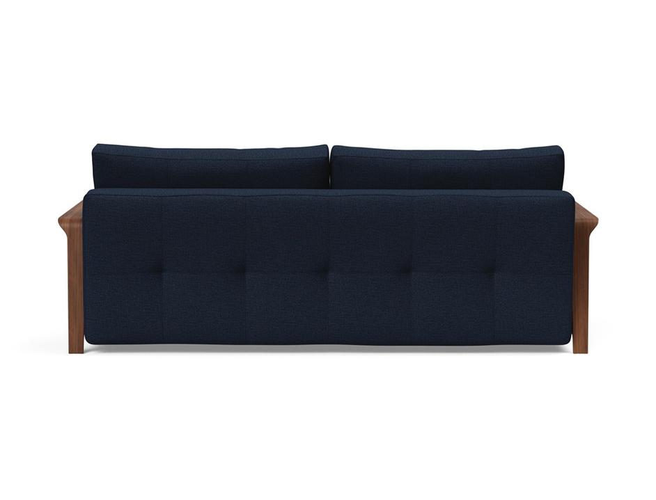 RAN D.E.L. SOFA BED in MIXED DANCE BLUE FABRIC WITH Dark wood LEGS 528 by INNOVATION USA