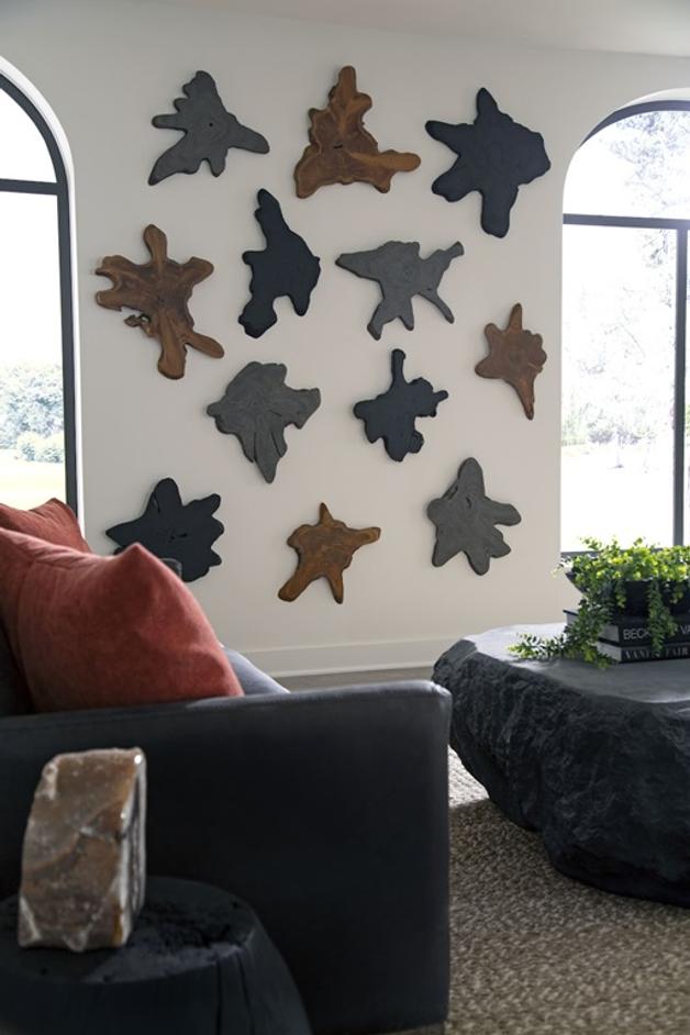 Freeform Teak Wall Slice, Medium, Black by Phillips Collection