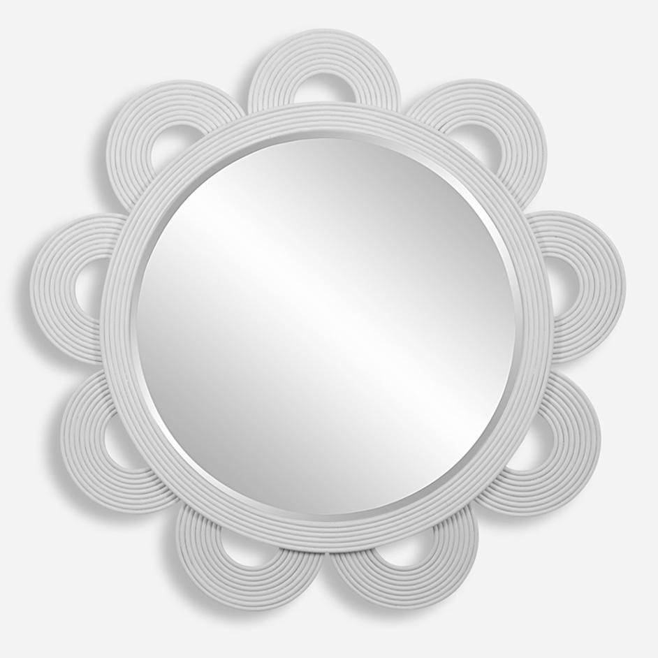 Clematis White Rattan Round Mirror by Uttermost