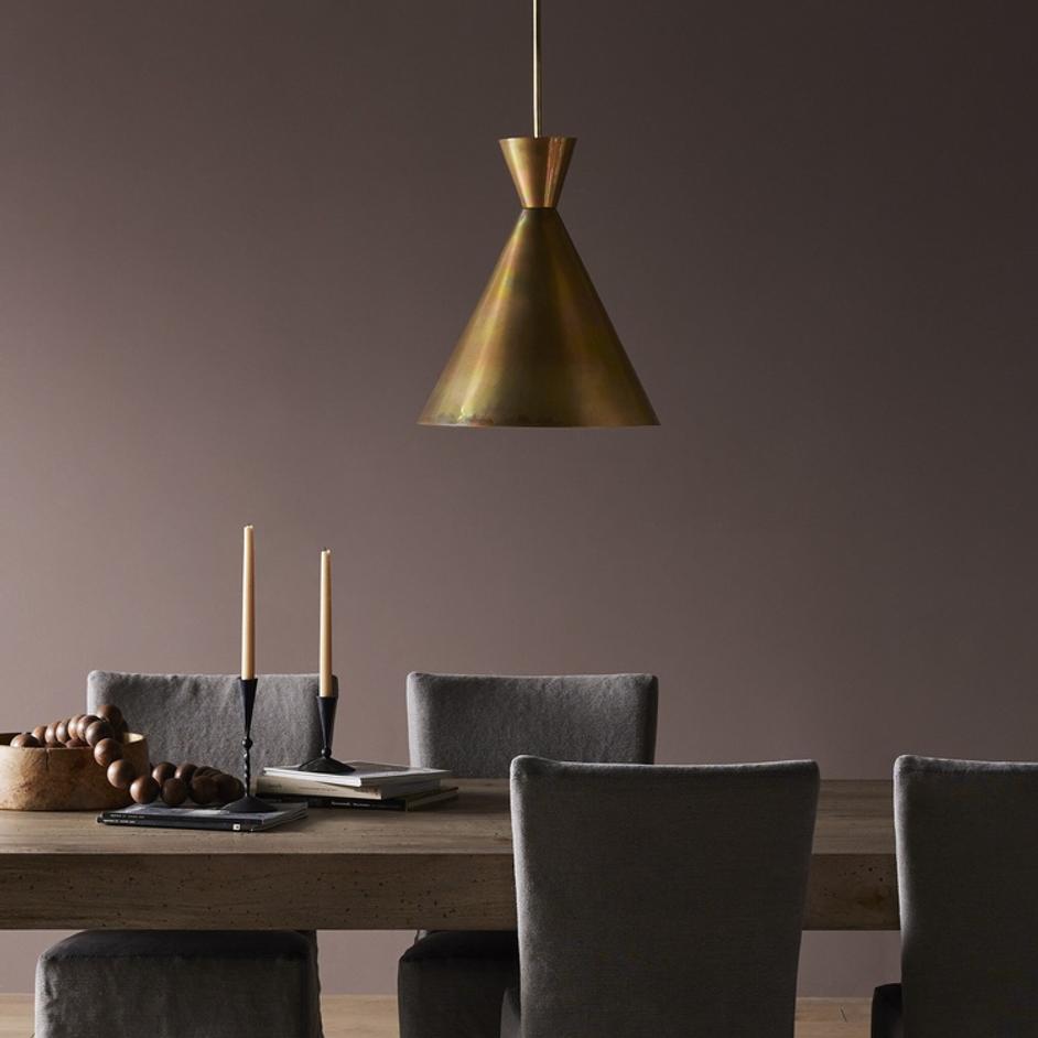 Clement Pendant In Burnt Brass-Black Cord by Four Hands