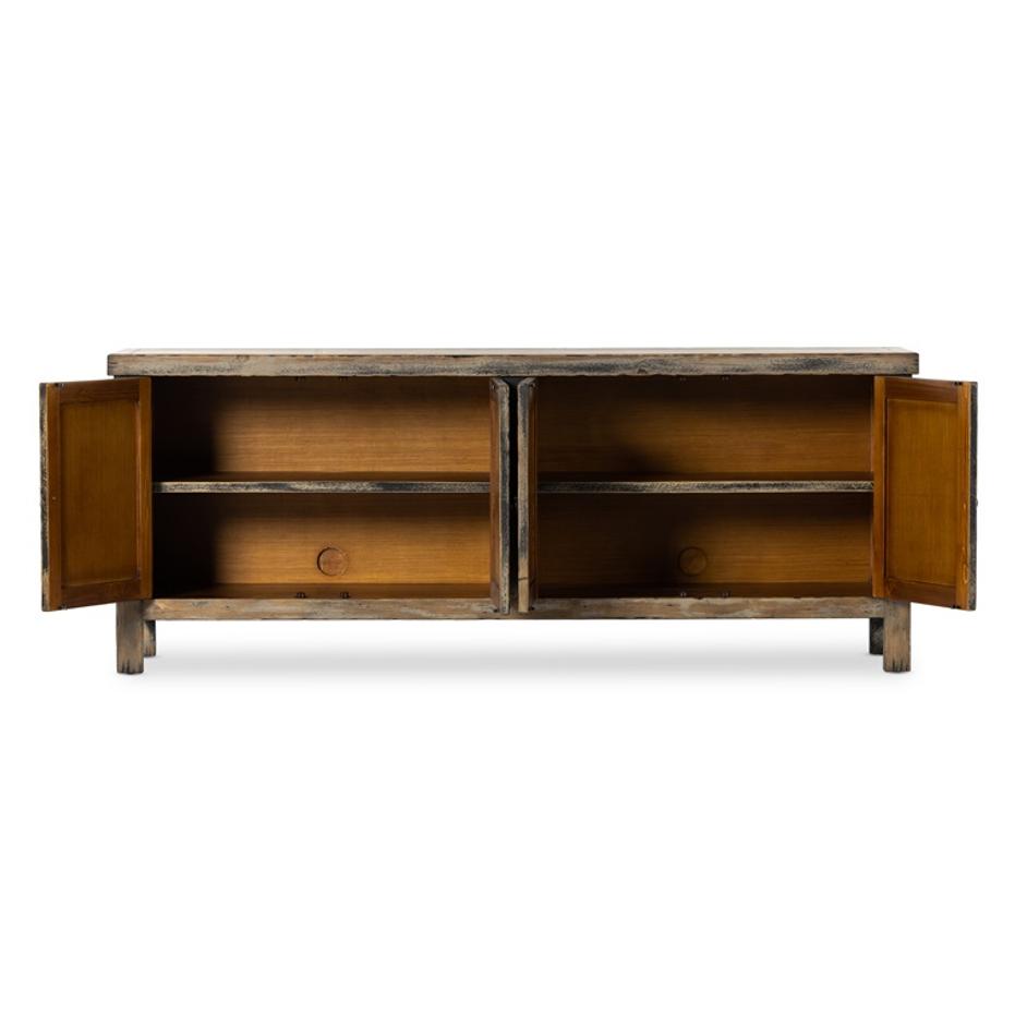 Hitchens Media Console In Worn Black by FOUR HANDS