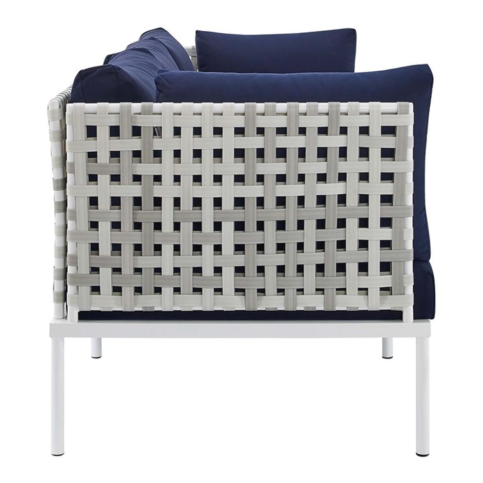 Concord Sunbrella® Basket Weave Outdoor Patio Aluminum Sofa In Taupe Navy by Modway Furniture