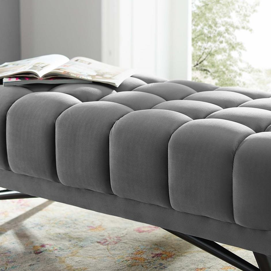 Scholar 47.5" Performance Velvet Bench In Gray by Modway Furniture