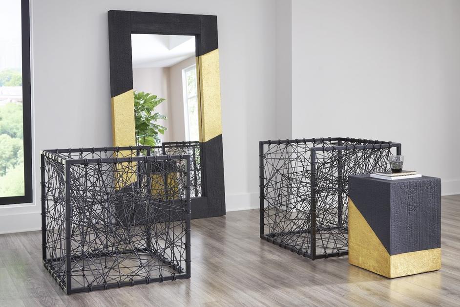 Scorched Side Table, Black and Gold Leaf by Phillips Collection