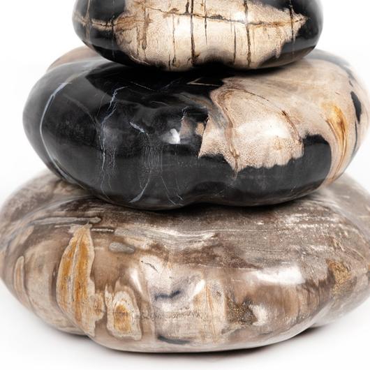Petrified Wood Organic Sculpture, Set Of 3 - Dark Petrified Wood by Four Hands