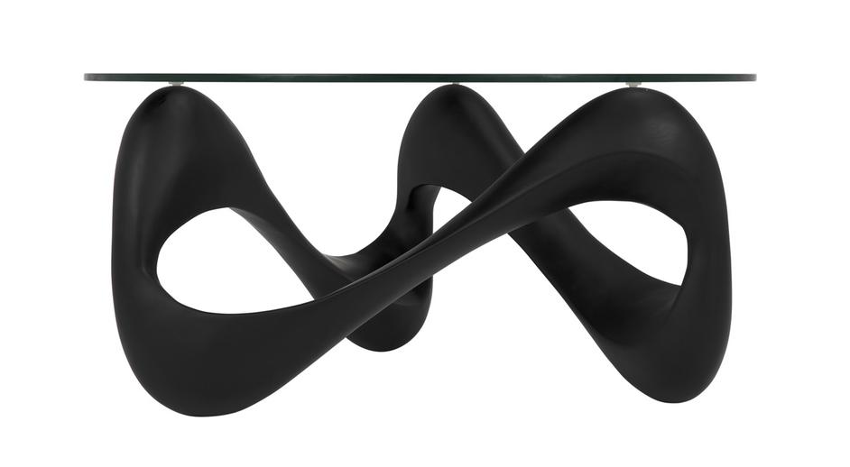 Orion Black Resin and Glass Coffee Table by Noir Furniture