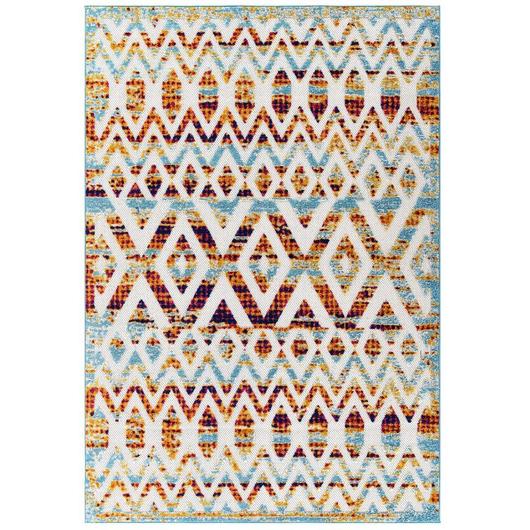 Burket Tamako Diamond And Chevron Moroccan Trellis 5X8 Indoor / Outdoor Area Rug In Multicolored by Modway Furniture