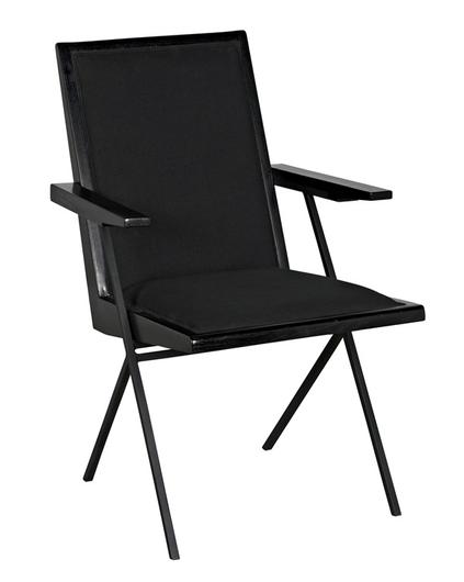 Henderson Sungkai/Mindi and Industrial Steel Chair in Charcoal Black with Black Cotton Fabric by Noir Furniture