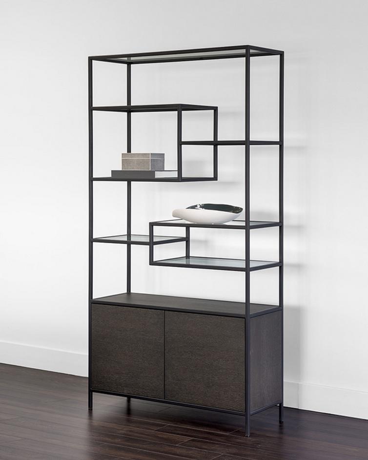 Stamos Bookcase - Black - Charcoal Grey by Sunpan