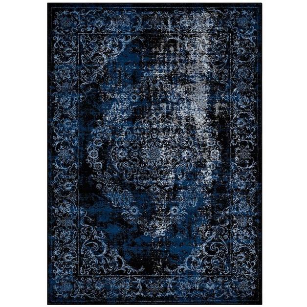Gerrick Rustic Vintage Ornate Floral Medallion 8X10 Area Rug In Moroccan Blue And Light Blue by Modway Furniture