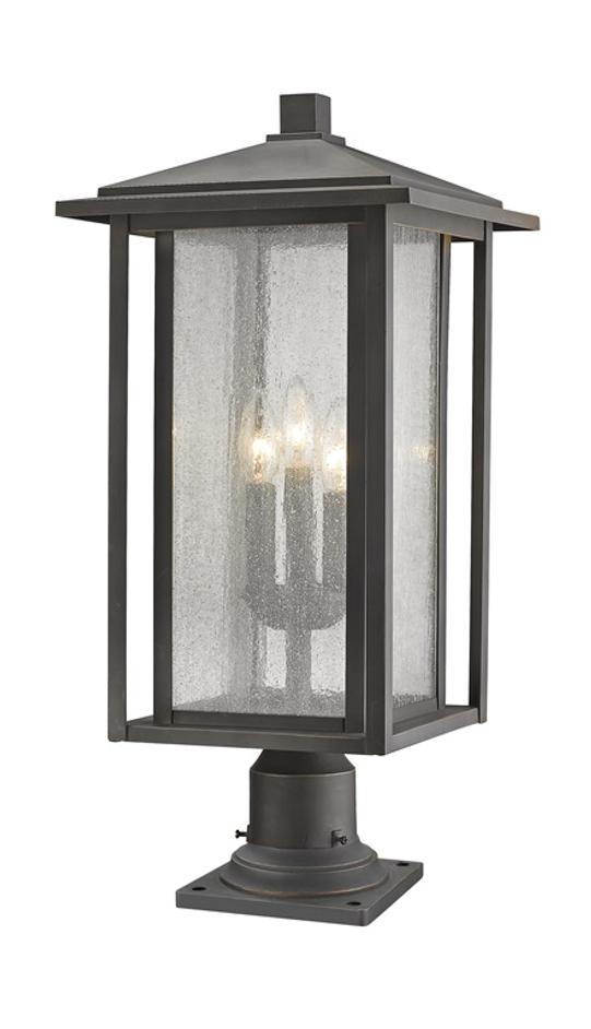 Aspen 3 Light Outdoor Pier Mounted Fixture in Oil Rubbed Bronze Finish by Z-Lite