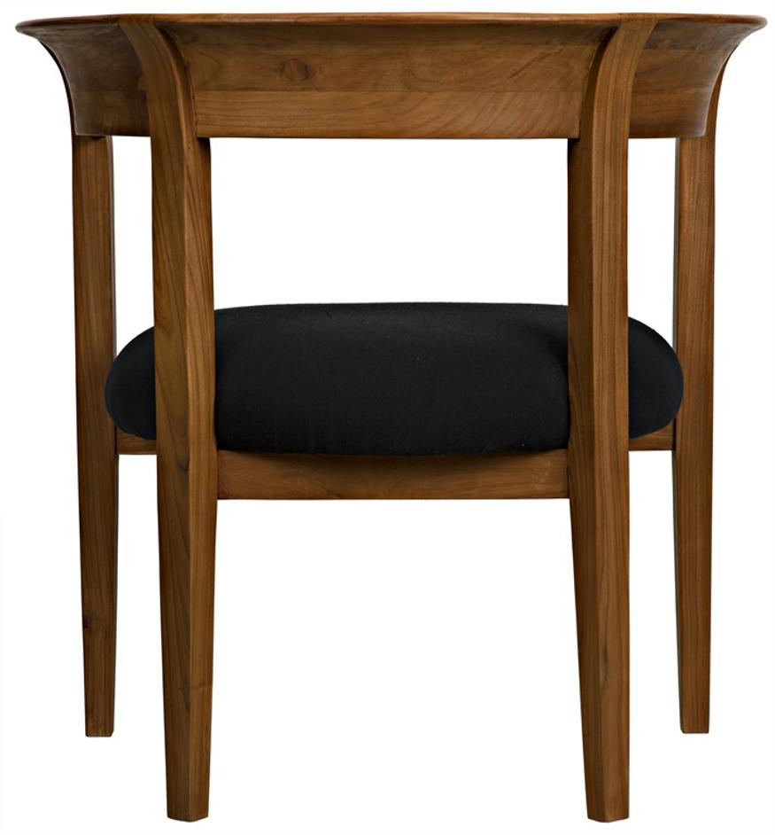 Webster Teak Club Chair with Satin Clear Coat and Black Cotton Cushion by Noir Furniture