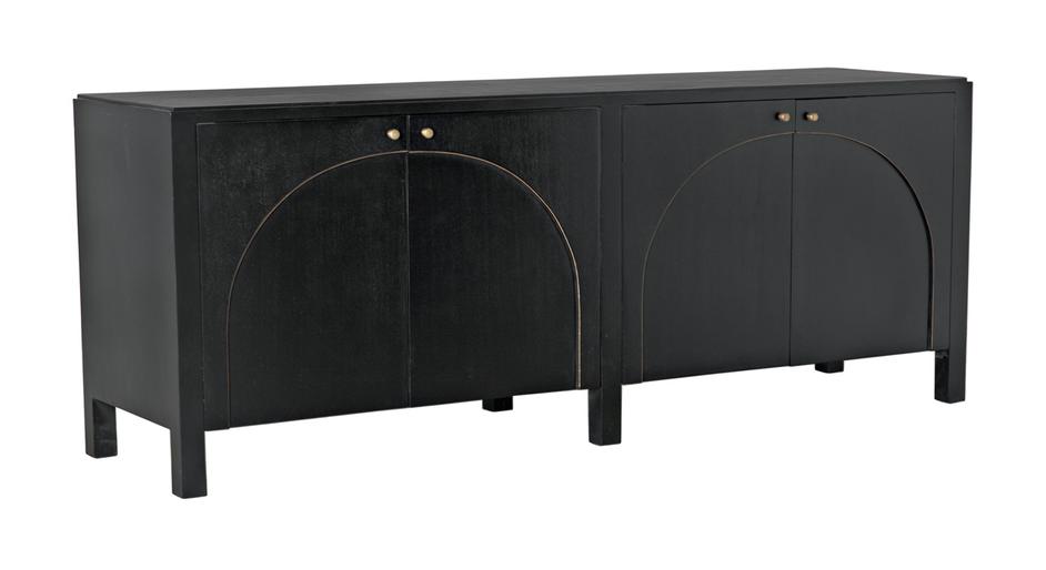 Weston Sideboard, Hand Rubbed Black with Light Brown Trim by Noir Furniture
