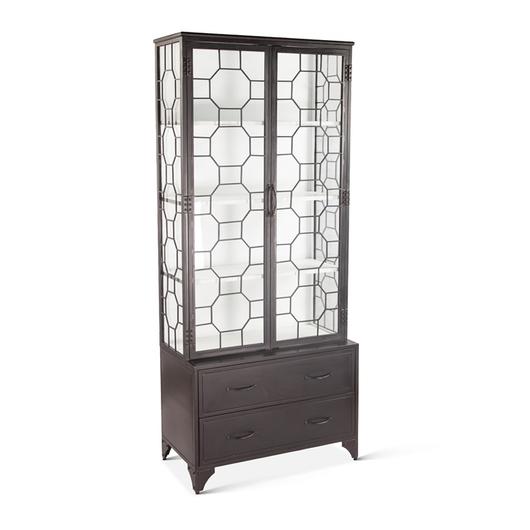 Pompei 37" Iron and Glass Cabinet, Matte Black by Home Trends & Design