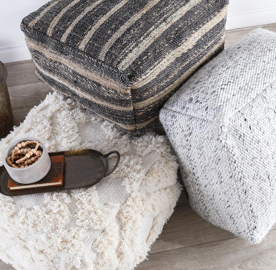 Zane Black/Natural Pouf by Classic Home