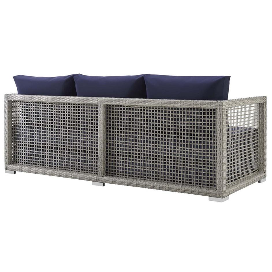 Harman Outdoor Patio Wicker Rattan Sofa In Gray Navy by Modway Furniture