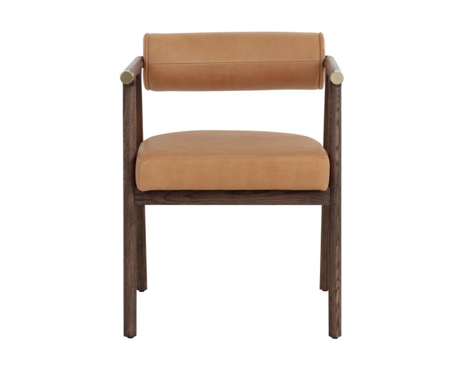 SOVA DINING ARMCHAIR - ANTIQUE BROWN - SAHARA CAMEL LEATHER by Sunpan