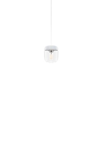 Acorn White and Steel Plug-In Pendant with LED Bulb by UMAGE