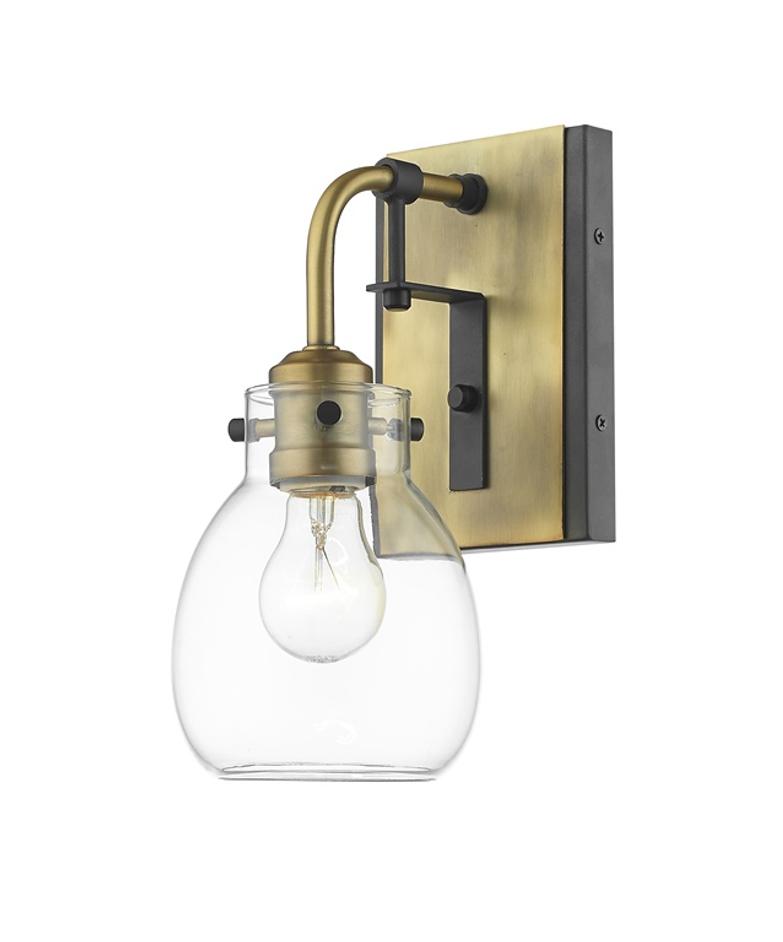 Kraken 1 Light Wall Sconce in Matte Black + Olde Brass Finish by Z-Lite