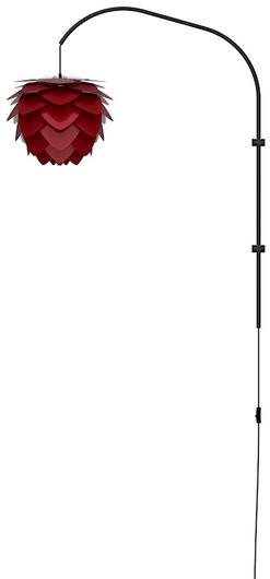 Aluvia Mini 1-Light Wall Lamp in Ruby with Black Wall Hanger by UMAGE